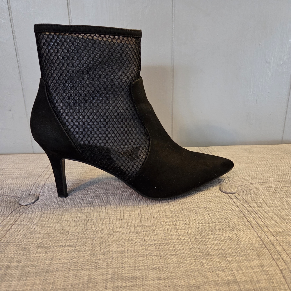 INC International Concepts Black Mesh Heeled Boots - Picture 3 of 5